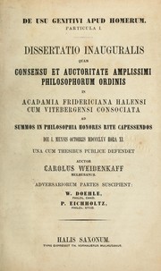 Front cover of De usu genitivi apud Homerum by Carl Weidenkaff
