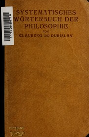 Front cover of Systematisches wörterbuch der philosophie by Karl Wilhelm Clauberg