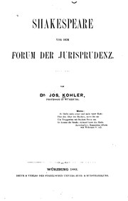 Front cover of Shakespeare vor dem Forum der Jurisprudenz by Josef Kohler