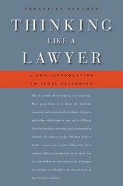 Cover of Thinking like a lawyer by Frederick F. Schauer