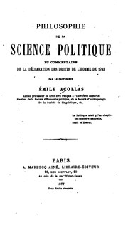 Front cover of Philosophie de la science politique ; et Commentaire de la Déclaration des droits de l'homme de 1793 by Émile Acollas