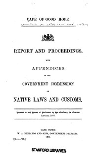 Front cover of Report and Proceedings, with Appendices, of the Government Commission on .. by Jacob Dirk Barry