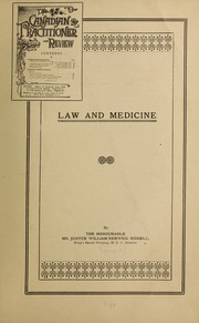 Front cover of Law and medicine by William Renwick Riddell