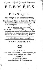 Front cover of Élémens de physique théorique et expérimentale: pour servir de suite à la .. by Sigaud de La Fond (Joseph Aignan)