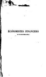 Front cover of Économistes financiers du XVIIIe siècle by E. Daire