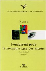 Front cover of Fondements pour la métaphysique des moeurs by Immanuel Kant