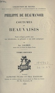 Cover of Les coutumes du Beauvoisis by Beaumanoir, Philippe de Remi sire de