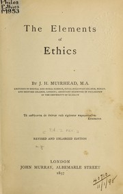 Cover of The elements of ethics by John H. Muirhead
