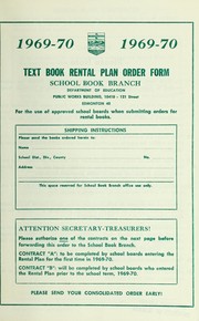 Front cover of Text book rental plan order form by Alberta. School Book Branch