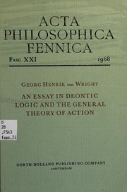 Front cover of An essay in deontic logic and the general theory of action by G. H. von Wright