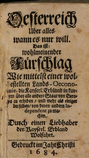 Front cover of Oesterreich uber alles wann es nur will by Philipp Wilhelm von Hörnigk