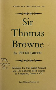 Cover of Sir Thomas Browne by Peter Green
