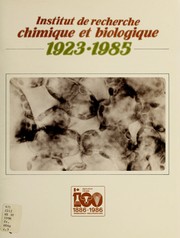 Front cover of Chemistry and Biology Research Institute, 1923-1985 by David Jonathan Siminovitch