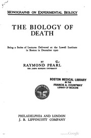 Front cover of The biology of death by Raymond Pearl