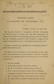 Front cover of Proposed change in reckoning the astronomical day by Sandford Fleming