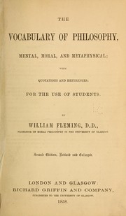 Front cover of The vocabulary of philosophy, mental, moral, and metaphysical ... by William Fleming