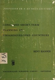 Front cover of Long and short-term planning in underdeveloped countries by Hansen, Bent