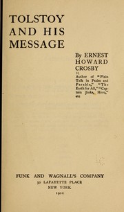 Front cover of Tolstoy and his message by Ernest Howard Crosby
