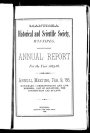 Cover of Manitoba Historical and Scientific Society, Winnipeg by Historical and Scientific Society of Manitoba.