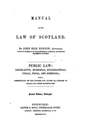 Cover of Manual of the Law of Scotland by John Hill Burton