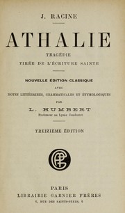 Front cover of Athalie by Jean Racine