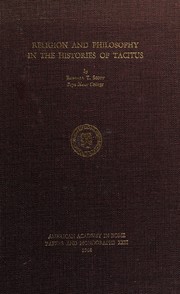 Front cover of Religion and philosophy in the histories of Tacitus by Russell T. Scott