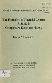 Cover of The formation of financial centers by Charles Poor Kindleberger