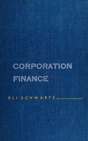 Cover of Corporation finance by Eli Schwartz