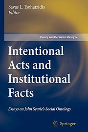 Front cover of Intentional Acts and Institutional Facts by Savas L. Tsohatzidis