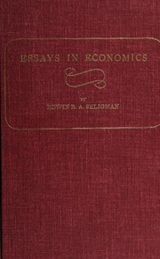 Cover of Essays in economics by Edwin Robert Anderson Seligman