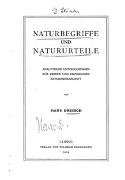 Front cover of Naturbegriffe und Natururteile by Hans Driesch