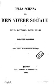 Front cover of Della scienza del ben vivere sociale e della economia degli stati by Lodovico Bianchini