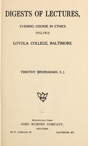 Front cover of Digests of lectures by Timothy Brosnahan