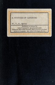 Front cover of A system of logistic by Willard Van Orman Quine