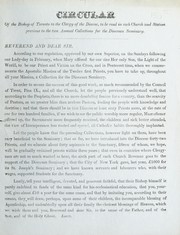 Cover of Circular of the Bishop of Toronto to the clergy of the Diocese, to be read in each church and station previous to the two annual collections for the Diocesan Seminary by Catholic Church. Diocese of Toronto. Bishop (1850-1860 : Charbonnel)