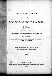 Front cover of Nova-Scotia and Nova-Scotians by George William Hill