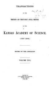 Front cover of Transactions of the ... annual meetings of the Kansas Academy of Science by Unknown