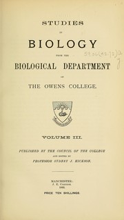 Front cover of Studies in biology from the Biological Laboratories of the Owens College by Owens College. Biological Laboratories