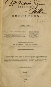 Cover of Catechism of education by William Lyon Mackenzie