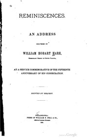 Cover of Reminiscences by William Hobart Hare