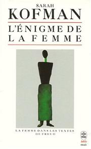 Front cover of L'énigme de la femme by Sarah Kofman