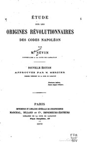 Front cover of Étude sur les origines revolutionnaires des codes Napoléon by François Sévin