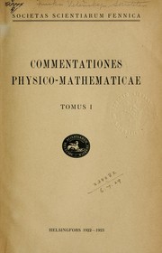 Front cover of Commentationes physico-mathematicae by Finska vetenskaps-societeten, Helsinki