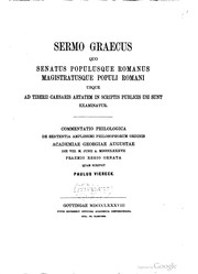 Front cover of Sermo graecus quo senatus populusque romanus magistratusque populi romani usque ad Tiberii Caesaris aetatem in scriptis publicis usi sunt examinatur by Paul Viereck