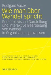 Front cover of Wie man über Wandel spricht by Edelgard Vacek
