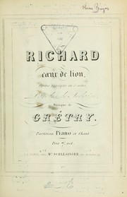 Front cover of Richard Coeur de Lion by André Ernest Modeste Grétry
