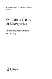 Front cover of On Kolm's theory of macrojustice by Claude Gamel