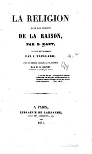 Front cover of La religion dans les limites de la raison by Emmanuel Kant