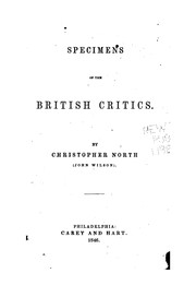Front cover of Specimens of the British critics by Wilson, John