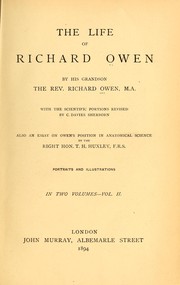 Front cover of The life of Richard Owen by Owen, Richard Rev.